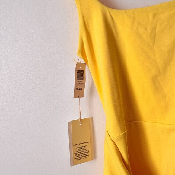 Aritzia Wilfred Saturn Wrap Mini Dress NWT Sunflower Yellow Size Small - Picture 5 of 6